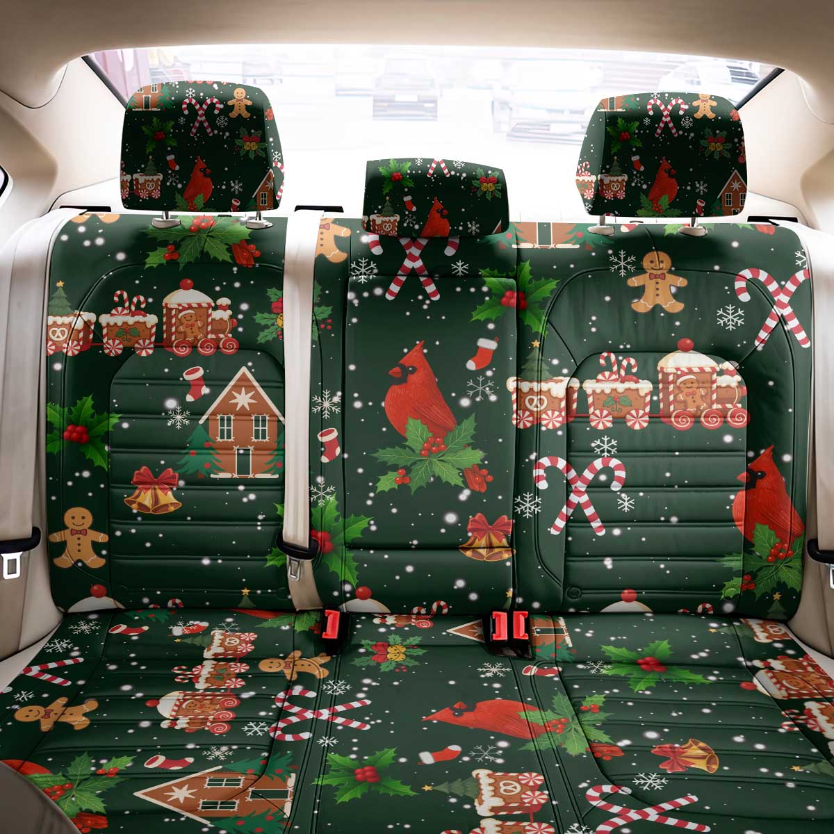 Love Cardinal Xmas Christmas Back Car Seat Cover Xmas Holiday Patterns - Wonder Print Shop