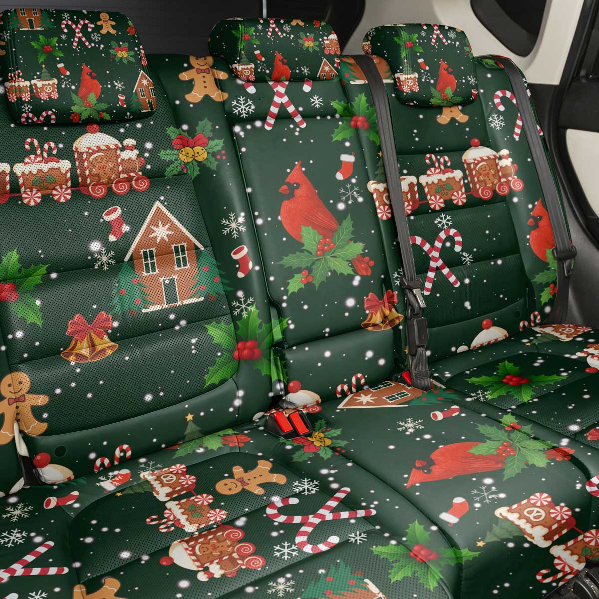 Love Cardinal Xmas Christmas Back Car Seat Cover Xmas Holiday Patterns - Wonder Print Shop