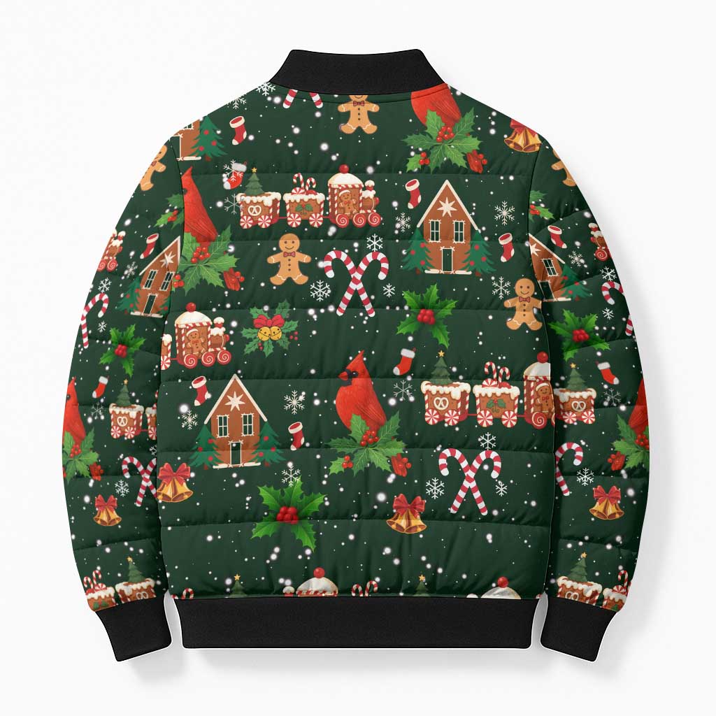 Love Cardinal Xmas Christmas Bomber Puffer Jacket Xmas Holiday Patterns - Wonder Print Shop
