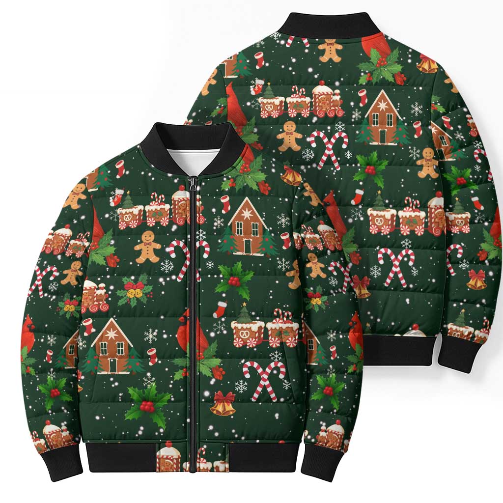 Love Cardinal Xmas Christmas Bomber Puffer Jacket Xmas Holiday Patterns - Wonder Print Shop