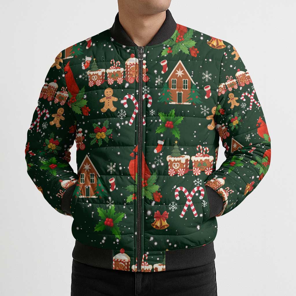 Love Cardinal Xmas Christmas Bomber Puffer Jacket Xmas Holiday Patterns - Wonder Print Shop