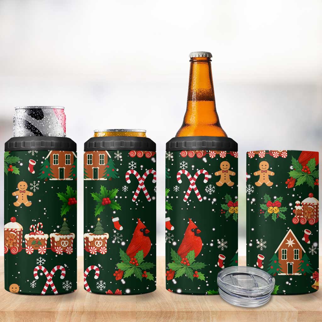 Love Cardinal Xmas Christmas 4 in 1 Can Cooler Tumbler Xmas Holiday Patterns - Wonder Print Shop