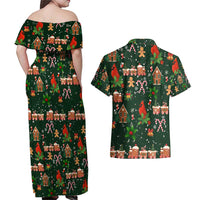 Love Cardinal Xmas Christmas Couples Matching Off Shoulder Maxi Dress and Hawaiian Shirt Xmas Holiday Patterns - Wonder Print Shop