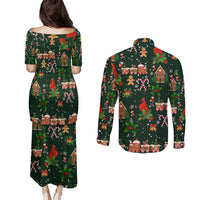 Love Cardinal Xmas Christmas Couples Matching Puletasi and Long Sleeve Button Shirt Xmas Holiday Patterns - Wonder Print Shop