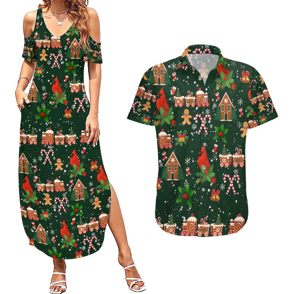 Love Cardinal Xmas Christmas Couples Matching Summer Maxi Dress and Hawaiian Shirt Xmas Holiday Patterns - Wonder Print Shop