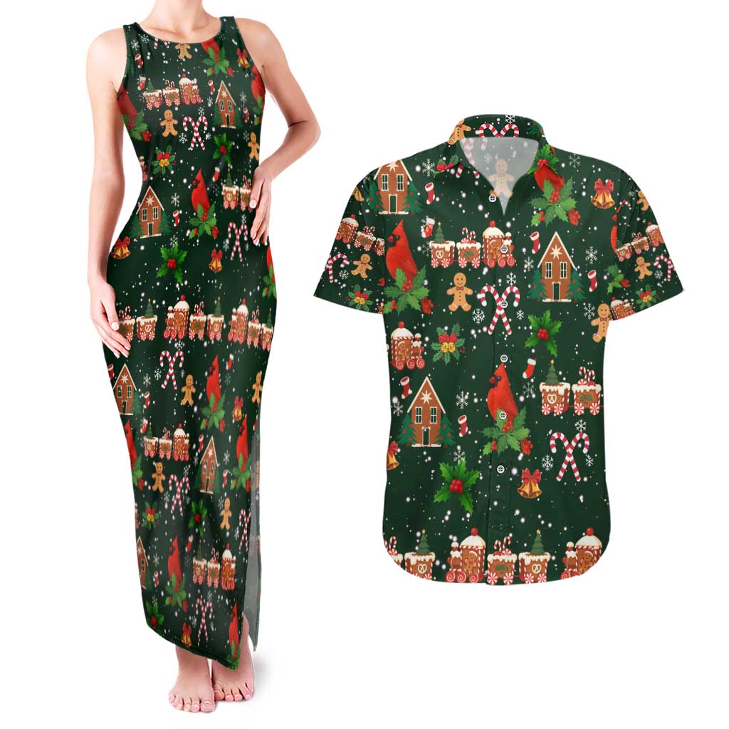 Love Cardinal Xmas Christmas Couples Matching Tank Maxi Dress and Hawaiian Shirt Xmas Holiday Patterns - Wonder Print Shop