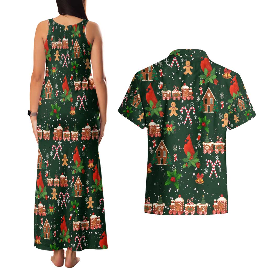 Love Cardinal Xmas Christmas Couples Matching Tank Maxi Dress and Hawaiian Shirt Xmas Holiday Patterns - Wonder Print Shop