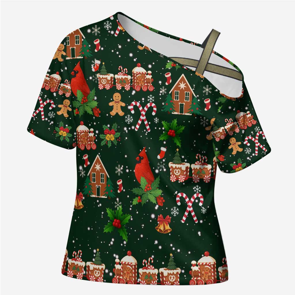 Love Cardinal Xmas Christmas Cross Shoulder Shirt Xmas Holiday Patterns - Wonder Print Shop