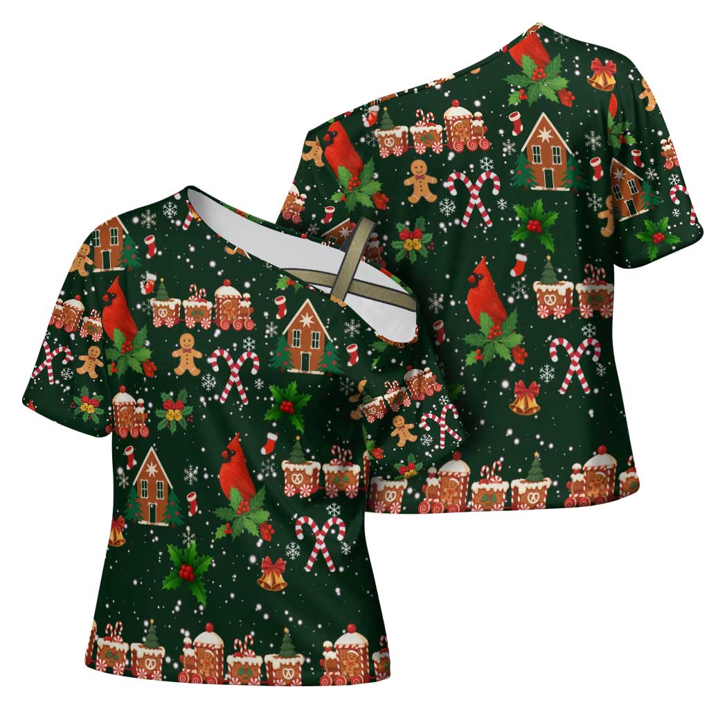 Love Cardinal Xmas Christmas Cross Shoulder Shirt Xmas Holiday Patterns - Wonder Print Shop