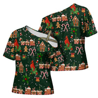Love Cardinal Xmas Christmas Cross Shoulder Shirt Xmas Holiday Patterns - Wonder Print Shop