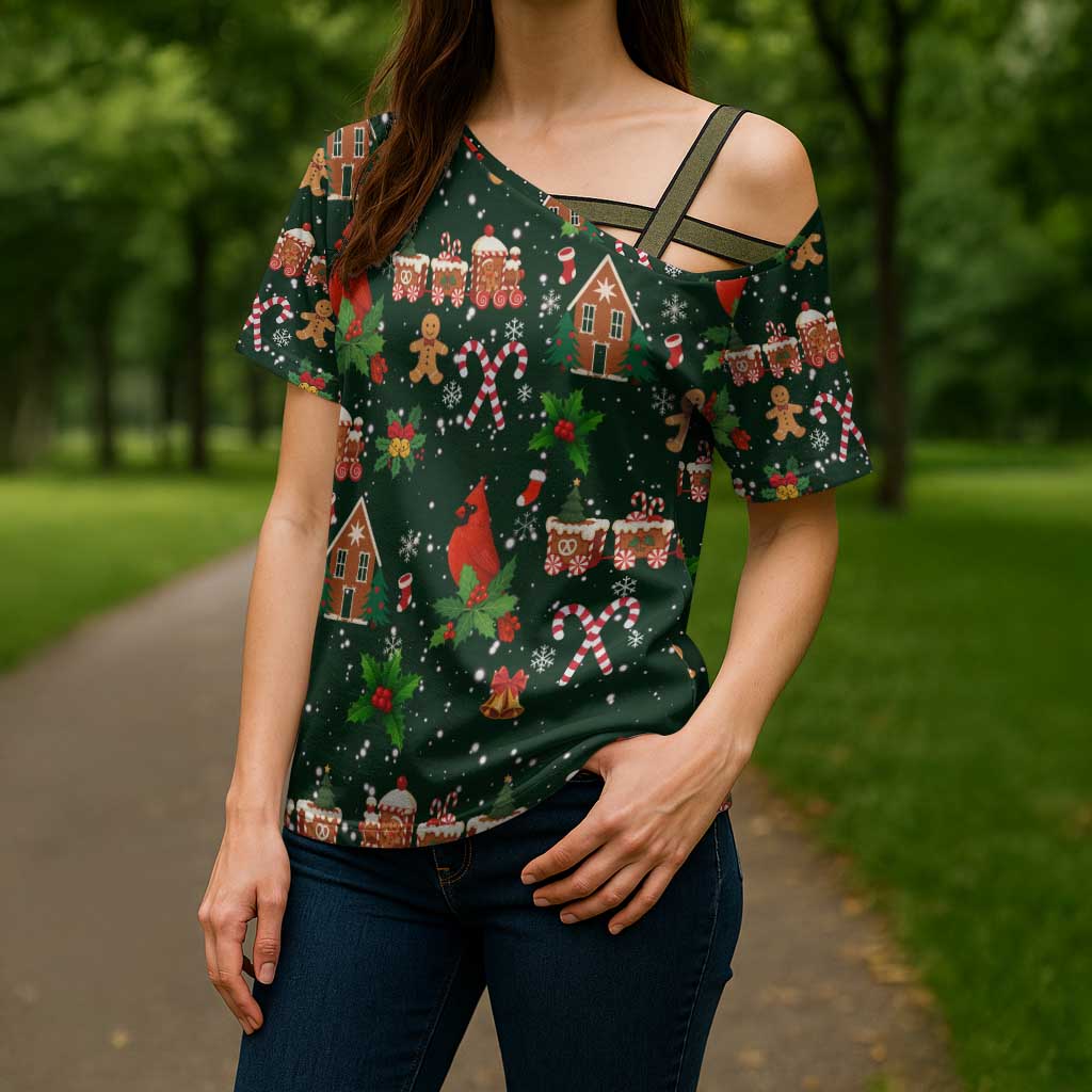 Love Cardinal Xmas Christmas Cross Shoulder Shirt Xmas Holiday Patterns - Wonder Print Shop