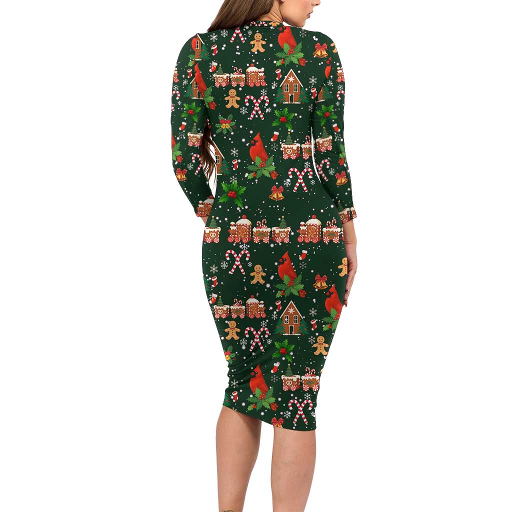 Love Cardinal Xmas Christmas Family Matching Long Sleeve Bodycon Dress and Hawaiian Shirt Xmas Holiday Patterns - Wonder Print Shop