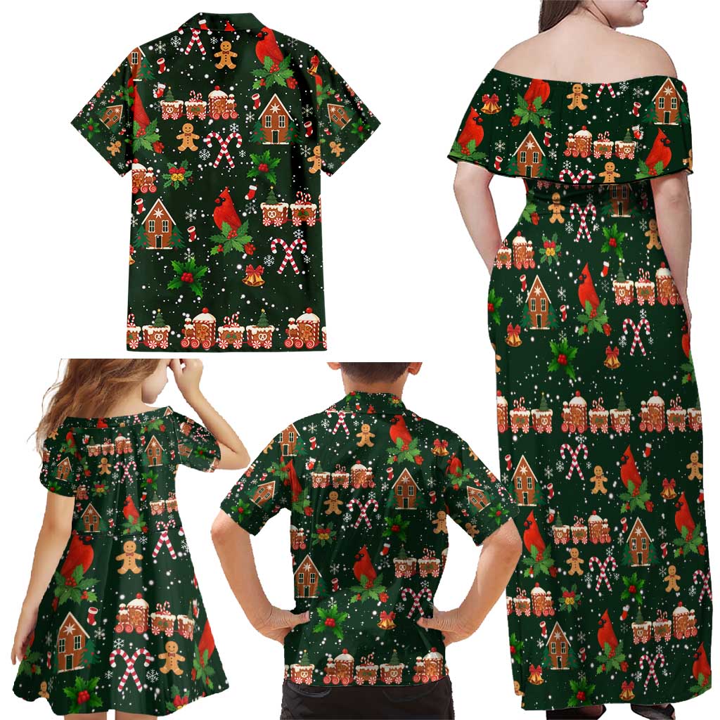 Love Cardinal Xmas Christmas Family Matching Off Shoulder Maxi Dress and Hawaiian Shirt Xmas Holiday Patterns - Wonder Print Shop