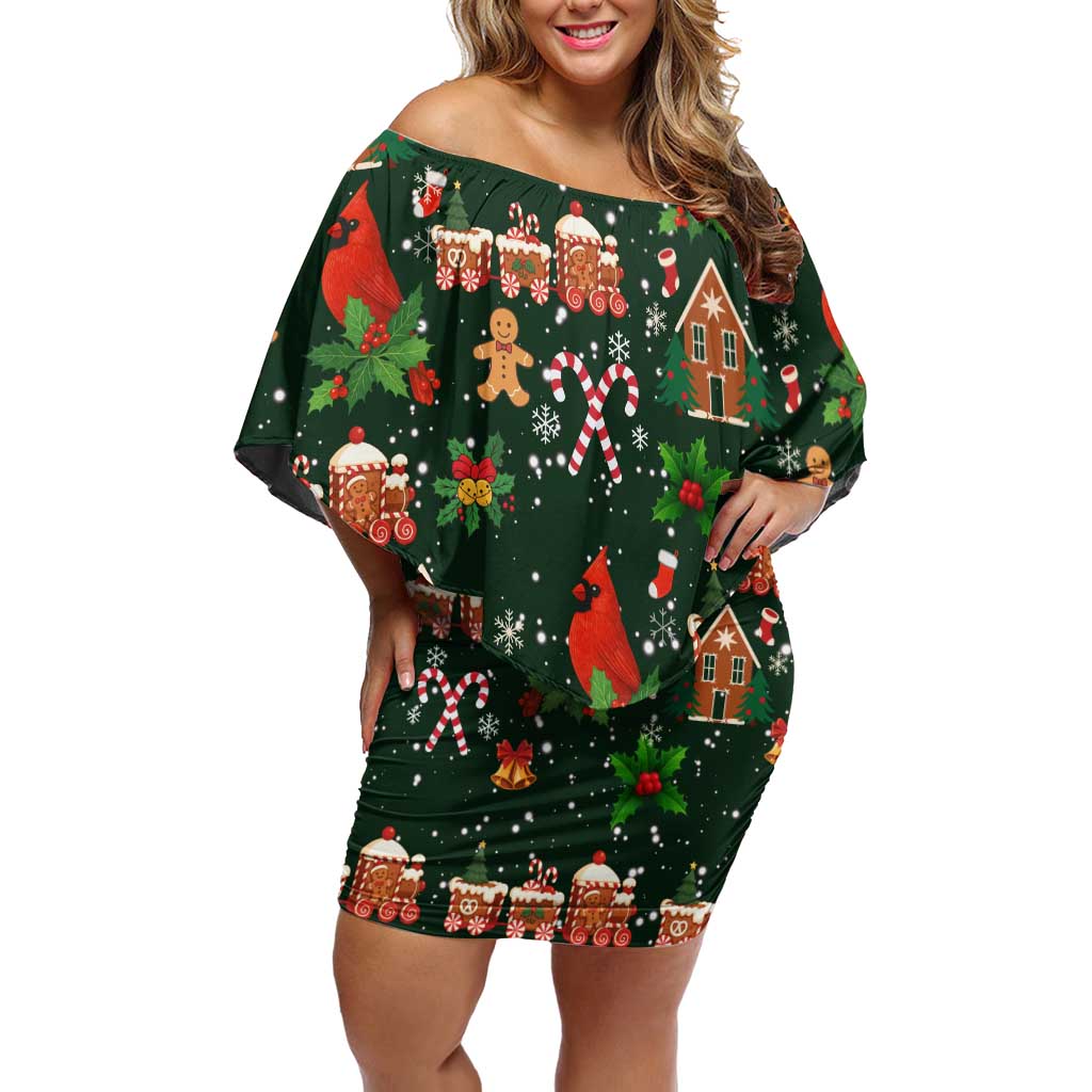 Love Cardinal Xmas Christmas Family Matching Off Shoulder Short Dress and Hawaiian Shirt Xmas Holiday Patterns - Wonder Print Shop