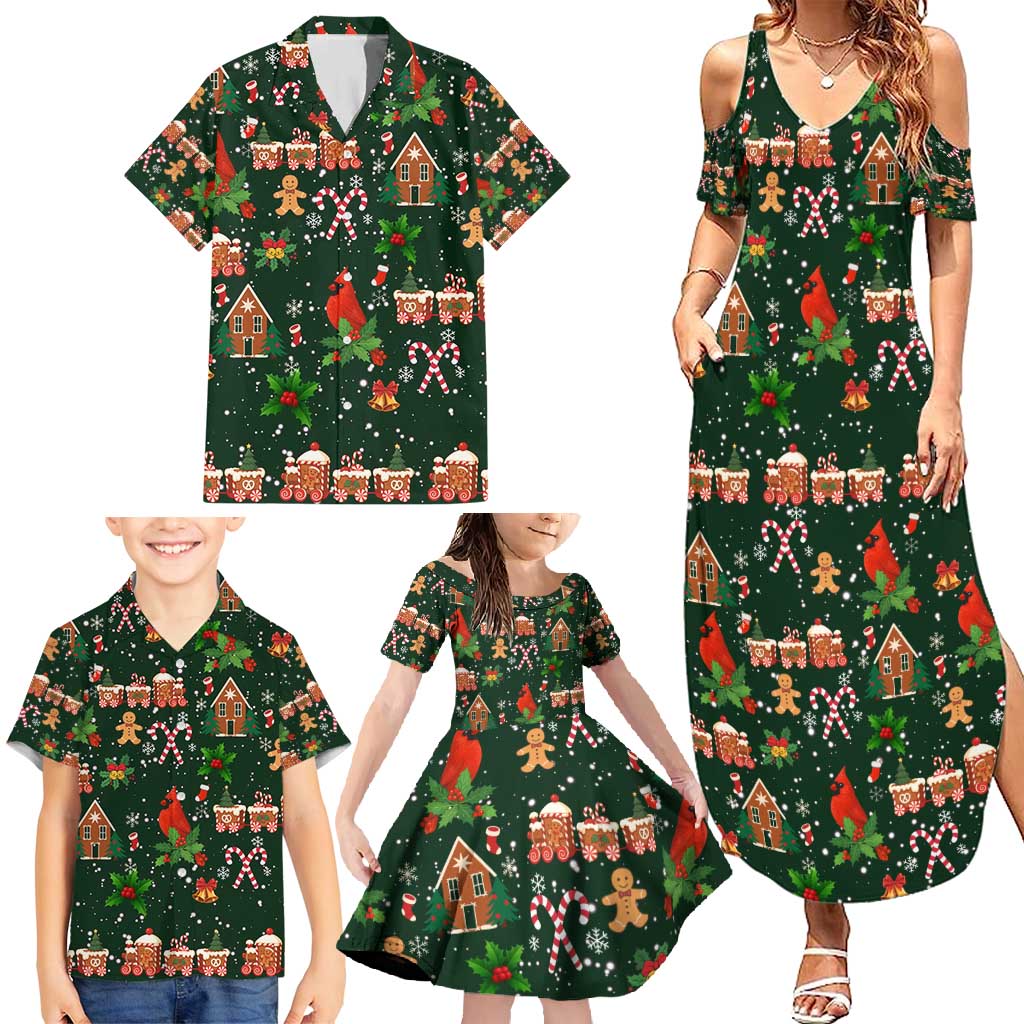 Love Cardinal Xmas Christmas Family Matching Summer Maxi Dress and Hawaiian Shirt Xmas Holiday Patterns - Wonder Print Shop