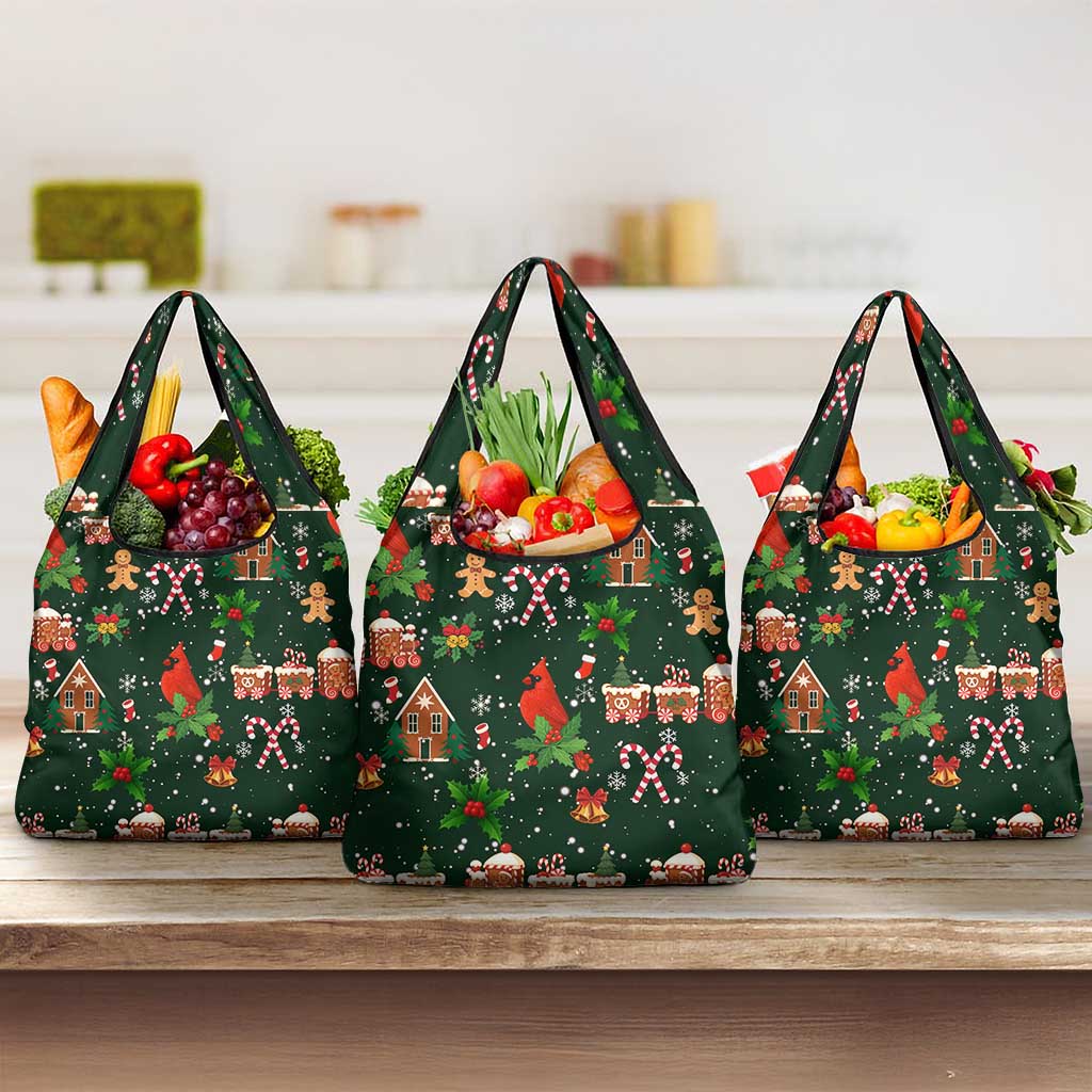 Love Cardinal Xmas Christmas Grocery Bag Xmas Holiday Patterns - Wonder Print Shop