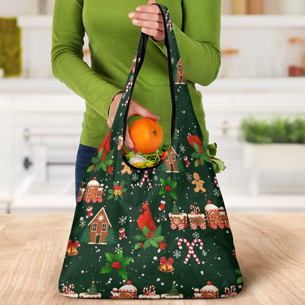Love Cardinal Xmas Christmas Grocery Bag Xmas Holiday Patterns - Wonder Print Shop
