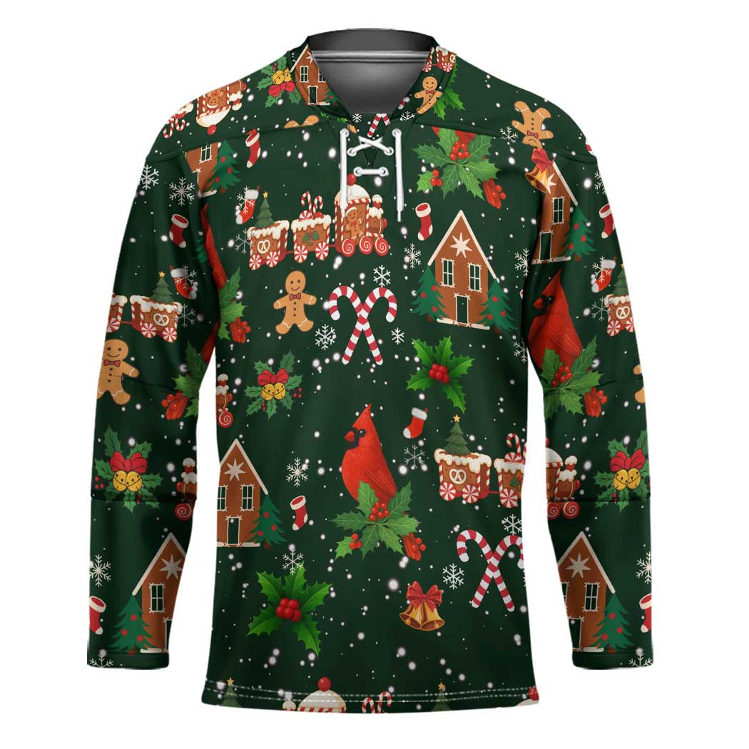 Love Cardinal Xmas Christmas Hockey Jersey Xmas Holiday Patterns - Wonder Print Shop