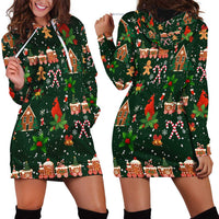 Love Cardinal Xmas Christmas Hoodie Dress Xmas Holiday Patterns - Wonder Print Shop