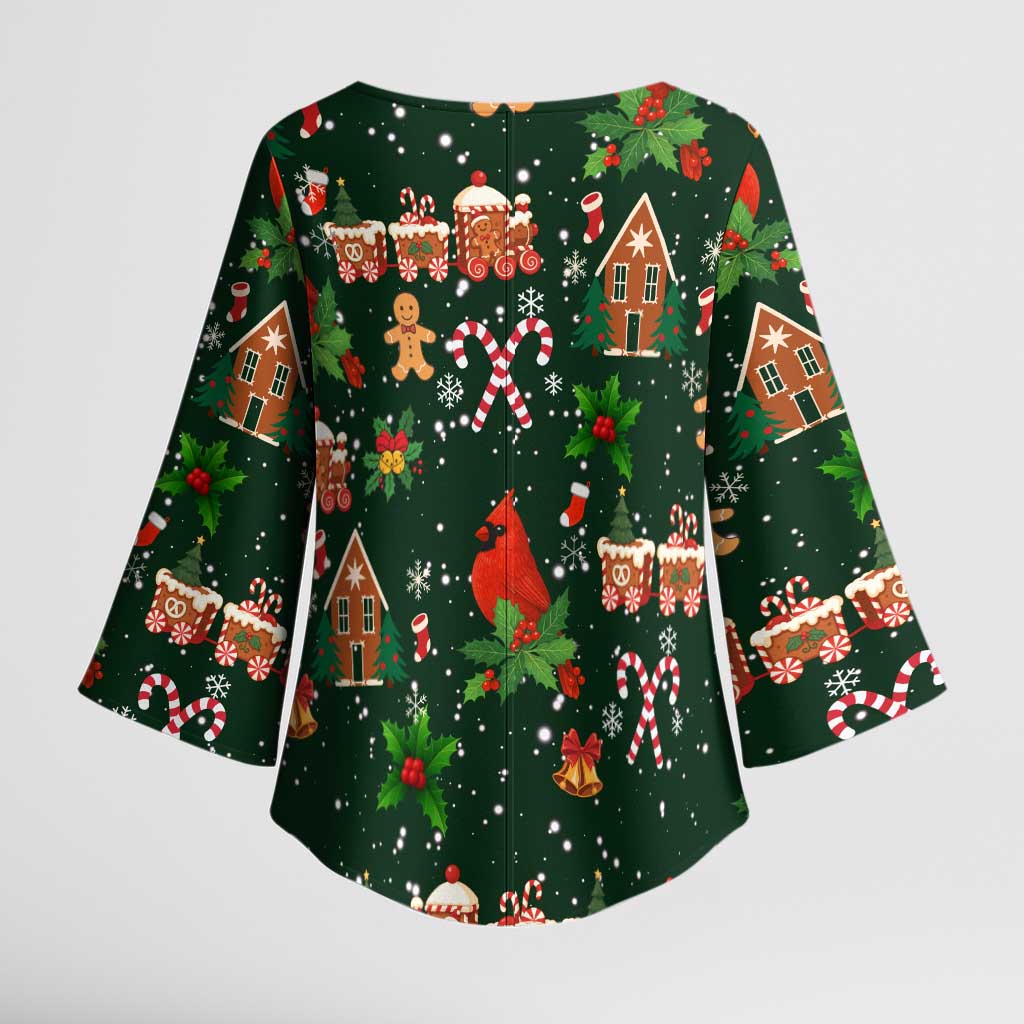 Love Cardinal Xmas Christmas Kimono Sleeve Blouse Xmas Holiday Patterns - Wonder Print Shop