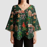 Love Cardinal Xmas Christmas Kimono Sleeve Blouse Xmas Holiday Patterns - Wonder Print Shop