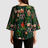 Love Cardinal Xmas Christmas Kimono Sleeve Blouse Xmas Holiday Patterns - Wonder Print Shop
