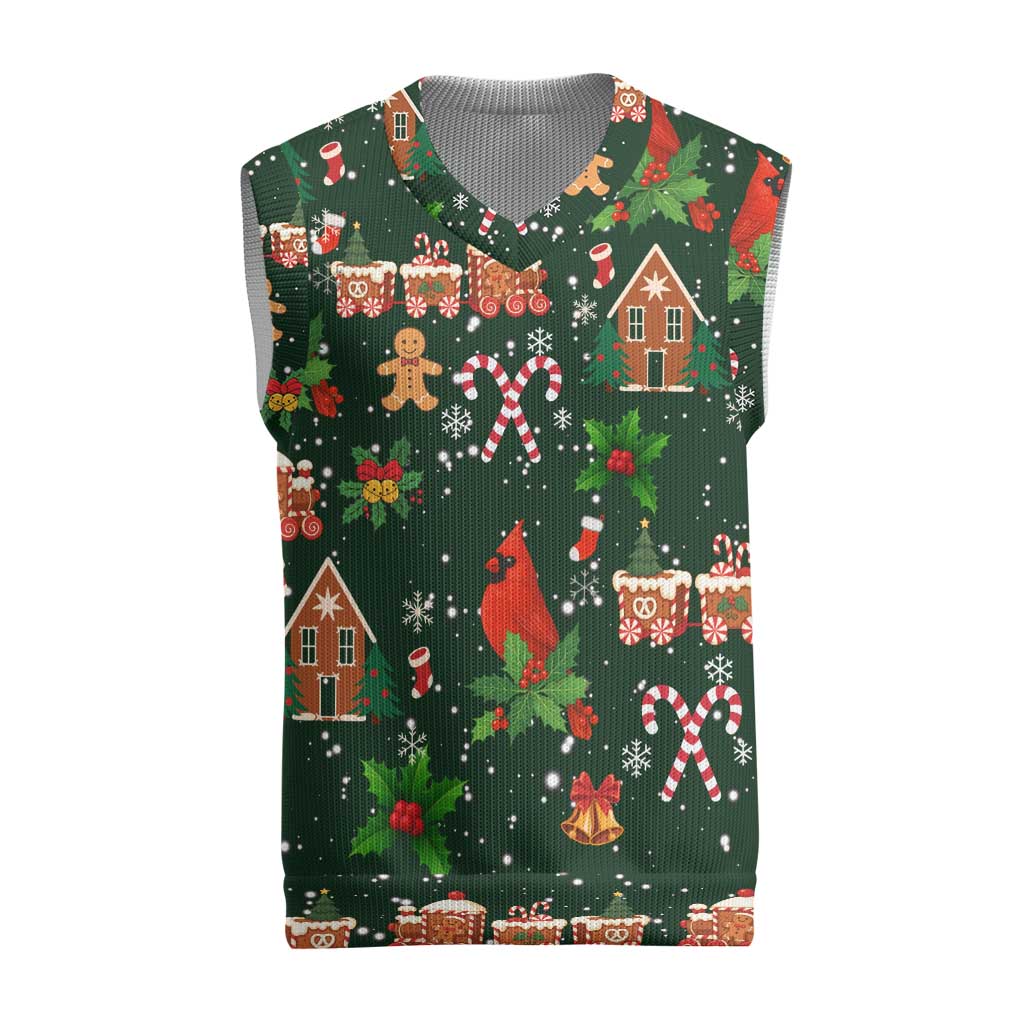 Love Cardinal Xmas Christmas Knitted V-Neck Vest Xmas Holiday Patterns - Wonder Print Shop