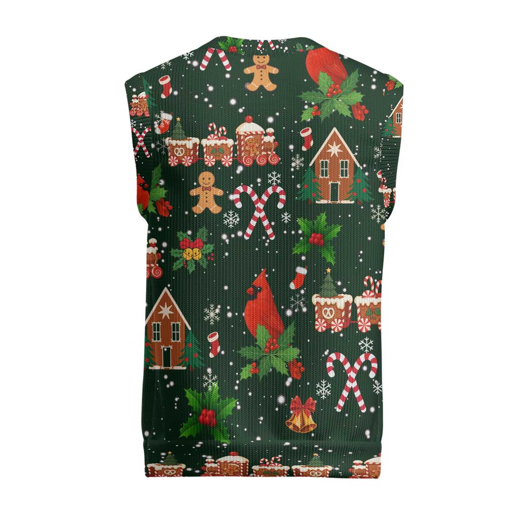 Love Cardinal Xmas Christmas Knitted V-Neck Vest Xmas Holiday Patterns - Wonder Print Shop