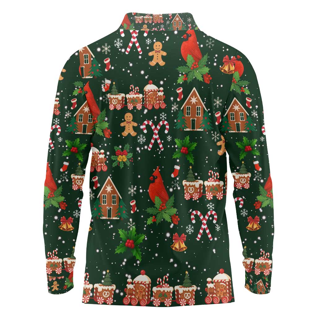 Love Cardinal Xmas Christmas Long Sleeve Polo Shirt Xmas Holiday Patterns - Wonder Print Shop