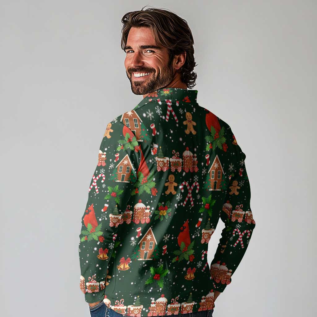 Love Cardinal Xmas Christmas Long Sleeve Polo Shirt Xmas Holiday Patterns - Wonder Print Shop
