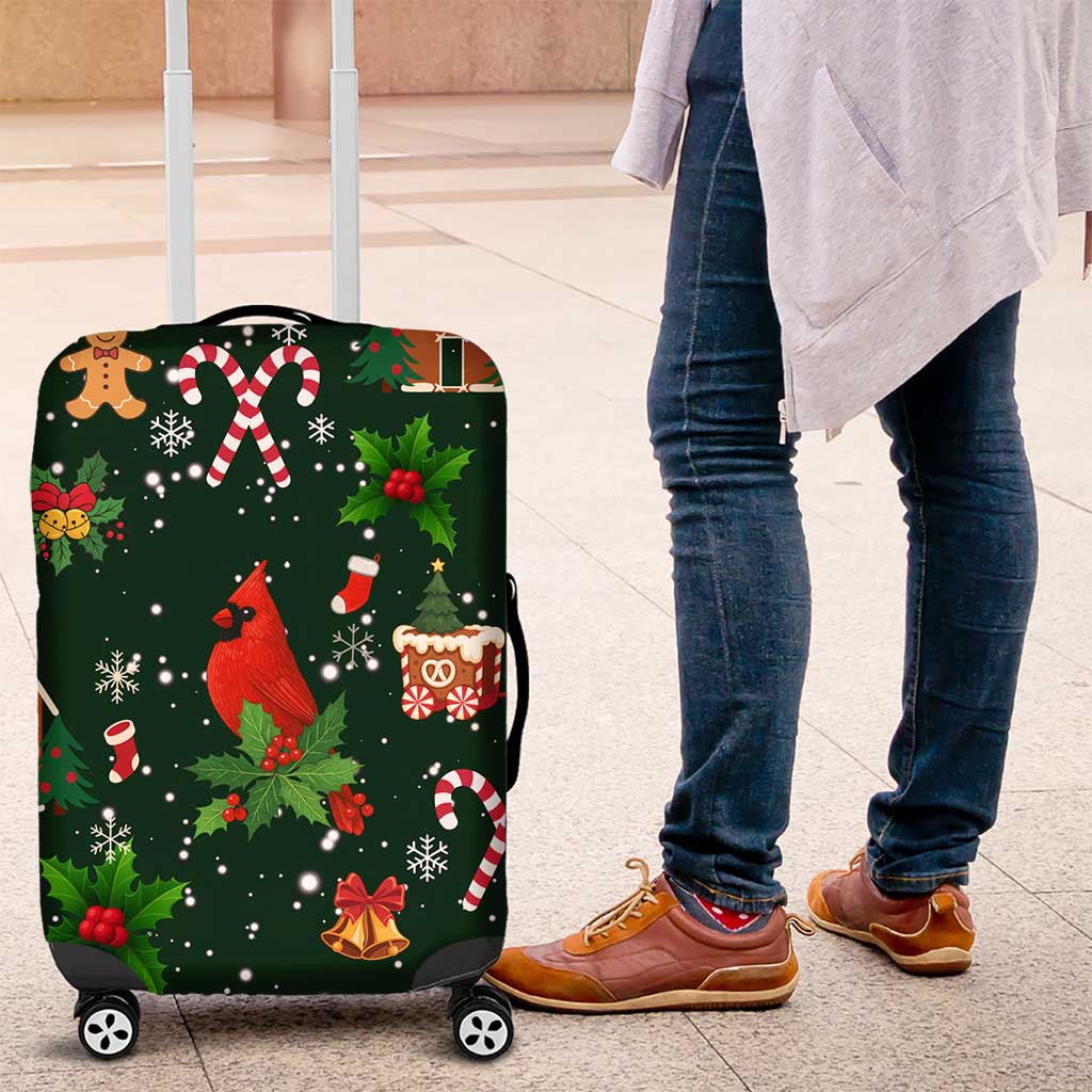 Love Cardinal Xmas Christmas Luggage Cover Xmas Holiday Patterns - Wonder Print Shop