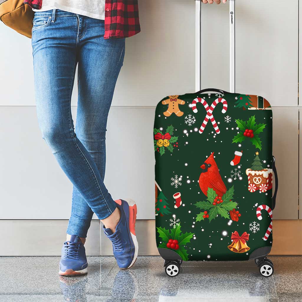 Love Cardinal Xmas Christmas Luggage Cover Xmas Holiday Patterns - Wonder Print Shop
