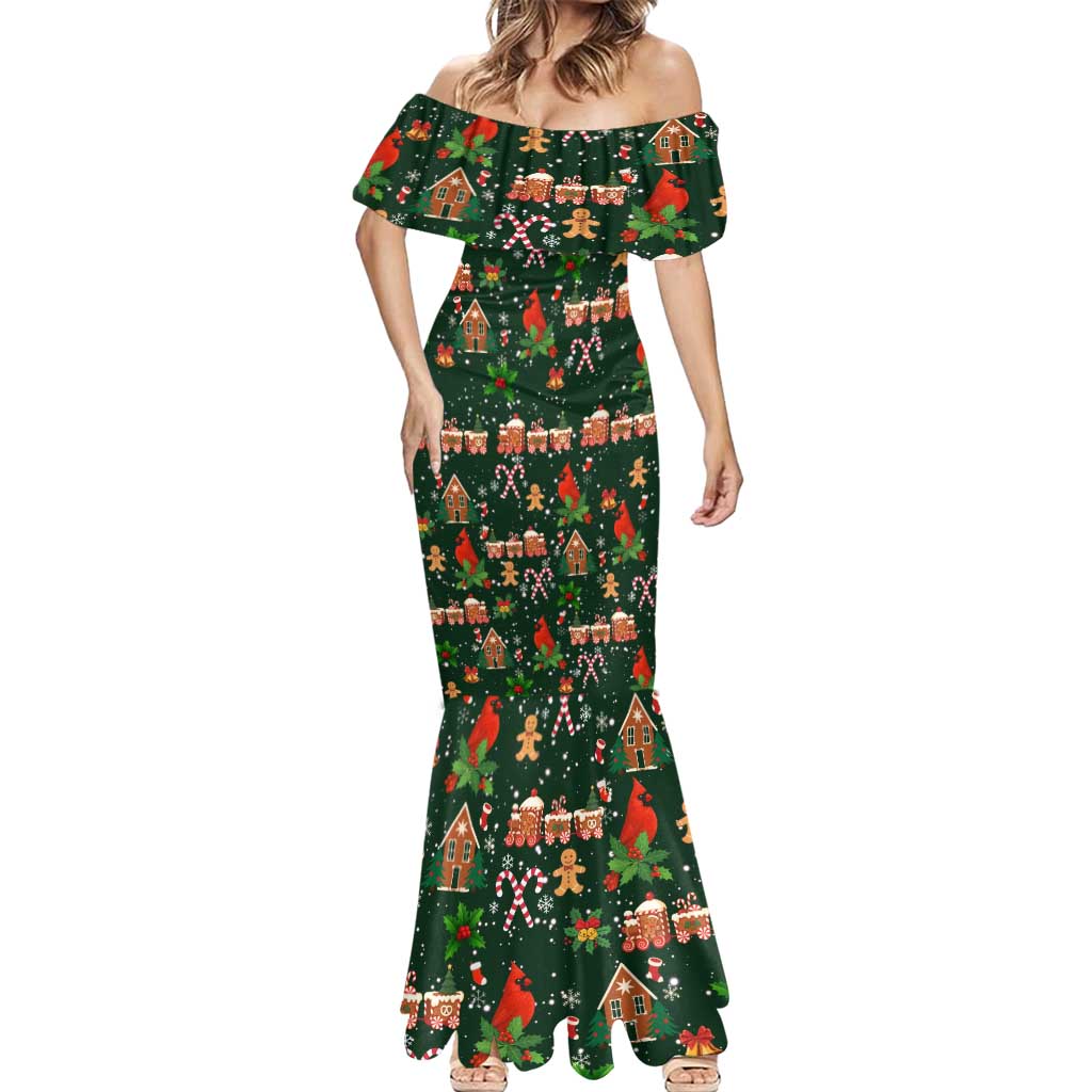 Love Cardinal Xmas Christmas Mermaid Dress Xmas Holiday Patterns - Wonder Print Shop