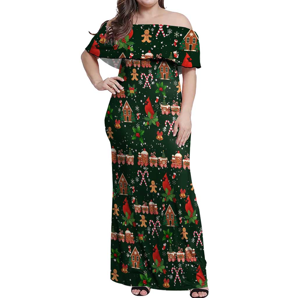 Love Cardinal Xmas Christmas Off Shoulder Maxi Dress Xmas Holiday Patterns - Wonder Print Shop