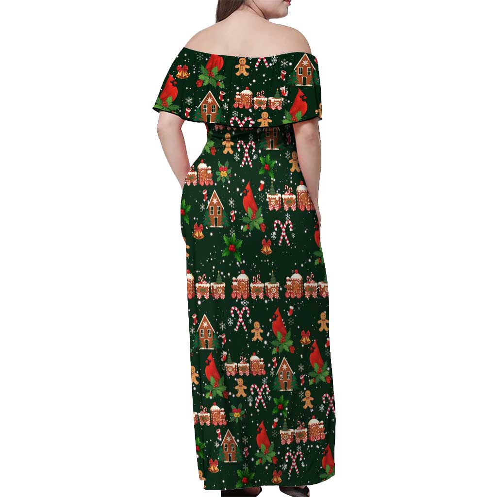 Love Cardinal Xmas Christmas Off Shoulder Maxi Dress Xmas Holiday Patterns - Wonder Print Shop
