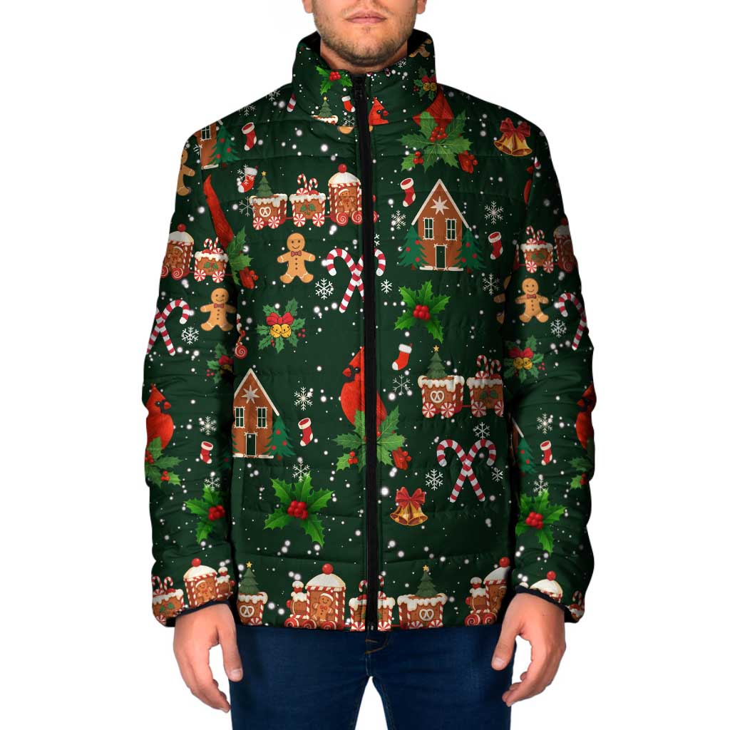 Love Cardinal Xmas Christmas Padded Jacket Xmas Holiday Patterns - Wonder Print Shop