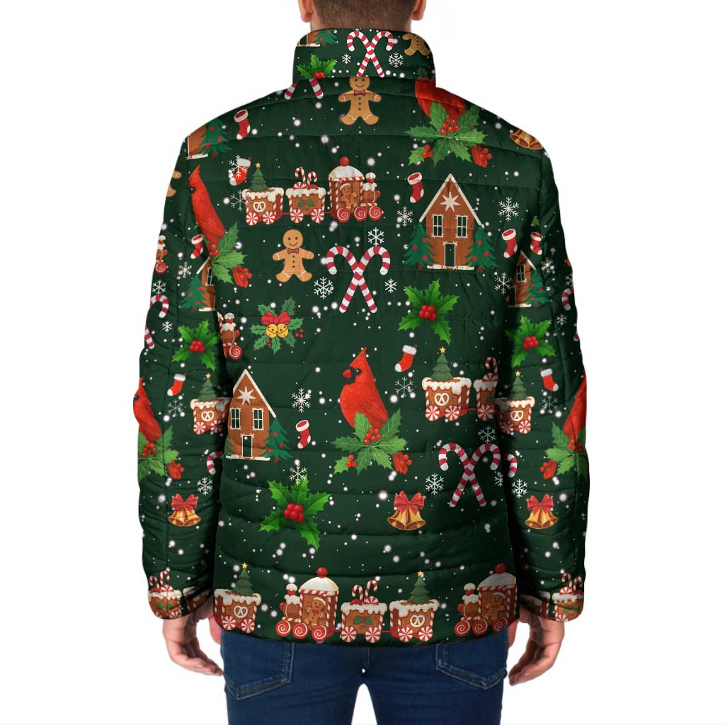 Love Cardinal Xmas Christmas Padded Jacket Xmas Holiday Patterns - Wonder Print Shop