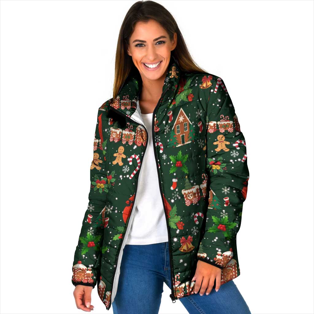 Love Cardinal Xmas Christmas Padded Jacket Xmas Holiday Patterns - Wonder Print Shop