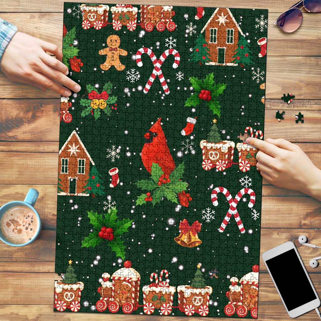 Love Cardinal Xmas Christmas Puzzle Xmas Holiday Patterns - Wonder Print Shop