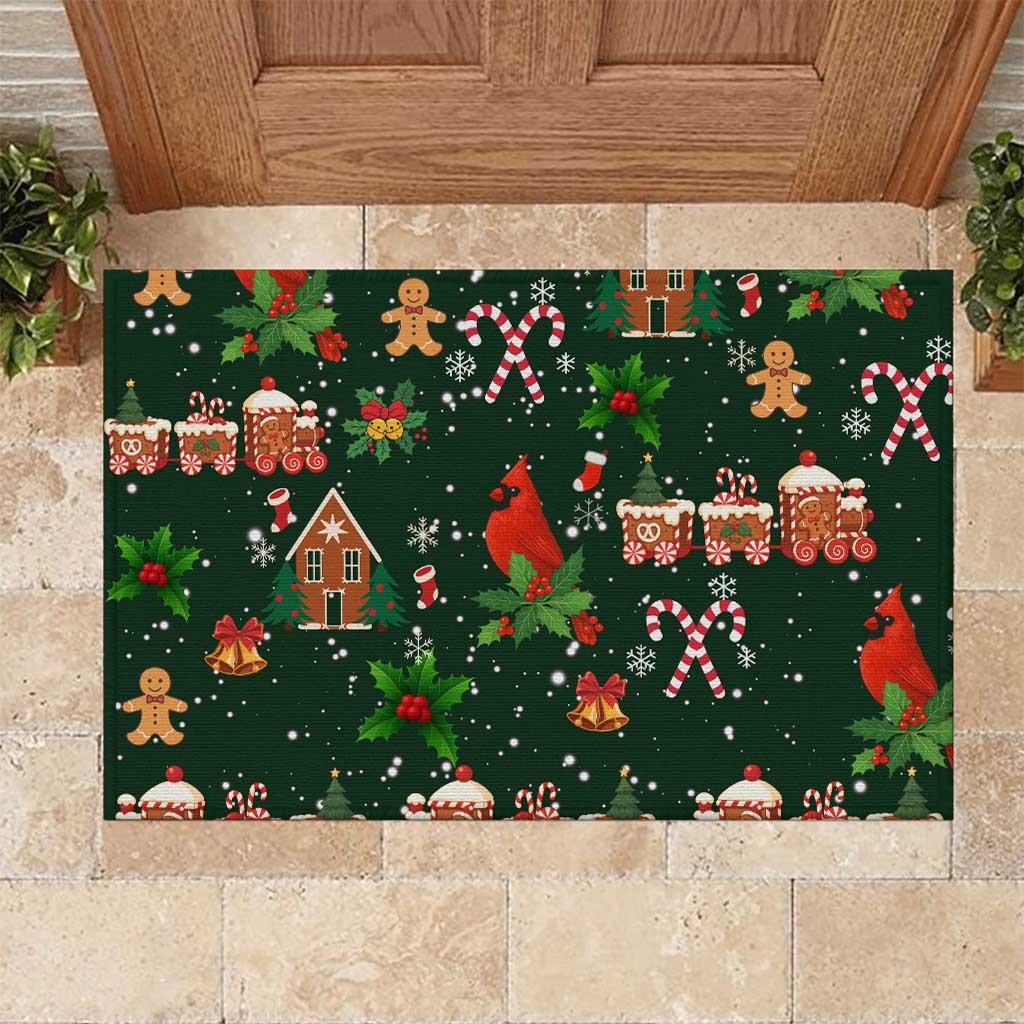 Love Cardinal Xmas Christmas Rubber Doormat Xmas Holiday Patterns - Wonder Print Shop