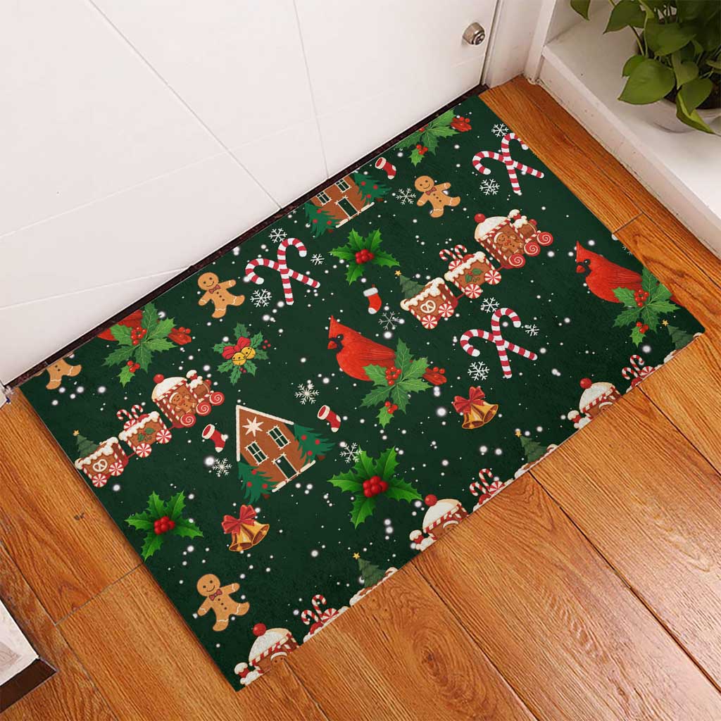 Love Cardinal Xmas Christmas Rubber Doormat Xmas Holiday Patterns - Wonder Print Shop