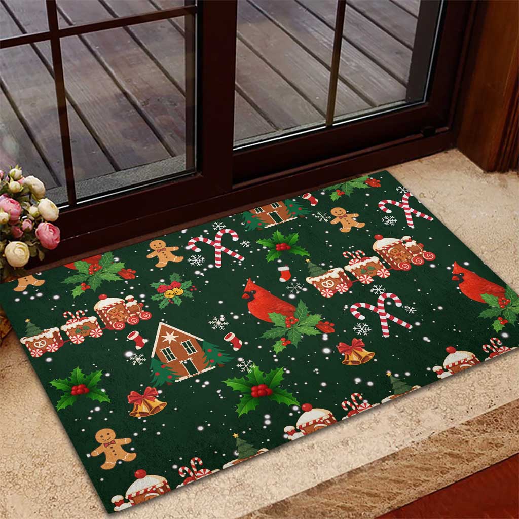Love Cardinal Xmas Christmas Rubber Doormat Xmas Holiday Patterns - Wonder Print Shop