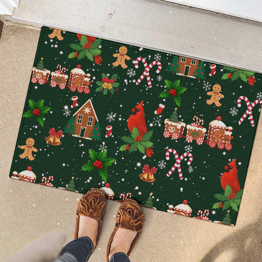 Love Cardinal Xmas Christmas Rubber Doormat Xmas Holiday Patterns - Wonder Print Shop