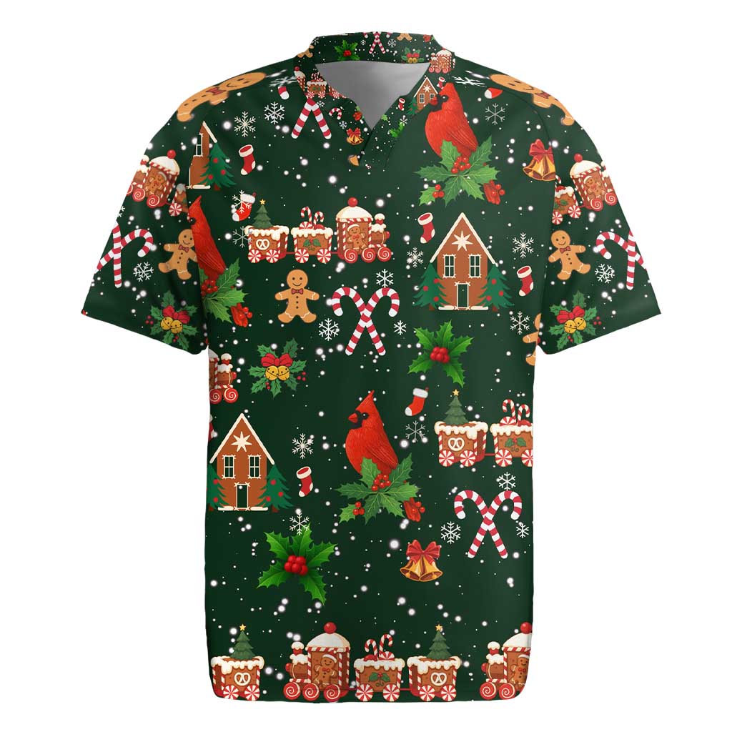 Love Cardinal Xmas Christmas Rugby Jersey Xmas Holiday Patterns - Wonder Print Shop