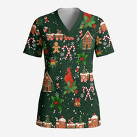 Love Cardinal Xmas Christmas Scrub Top Xmas Holiday Patterns - Wonder Print Shop