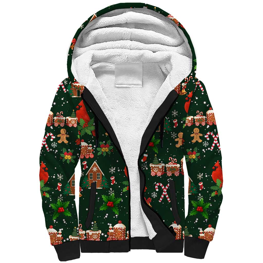Love Cardinal Xmas Christmas Sherpa Hoodie Xmas Holiday Patterns - Wonder Print Shop