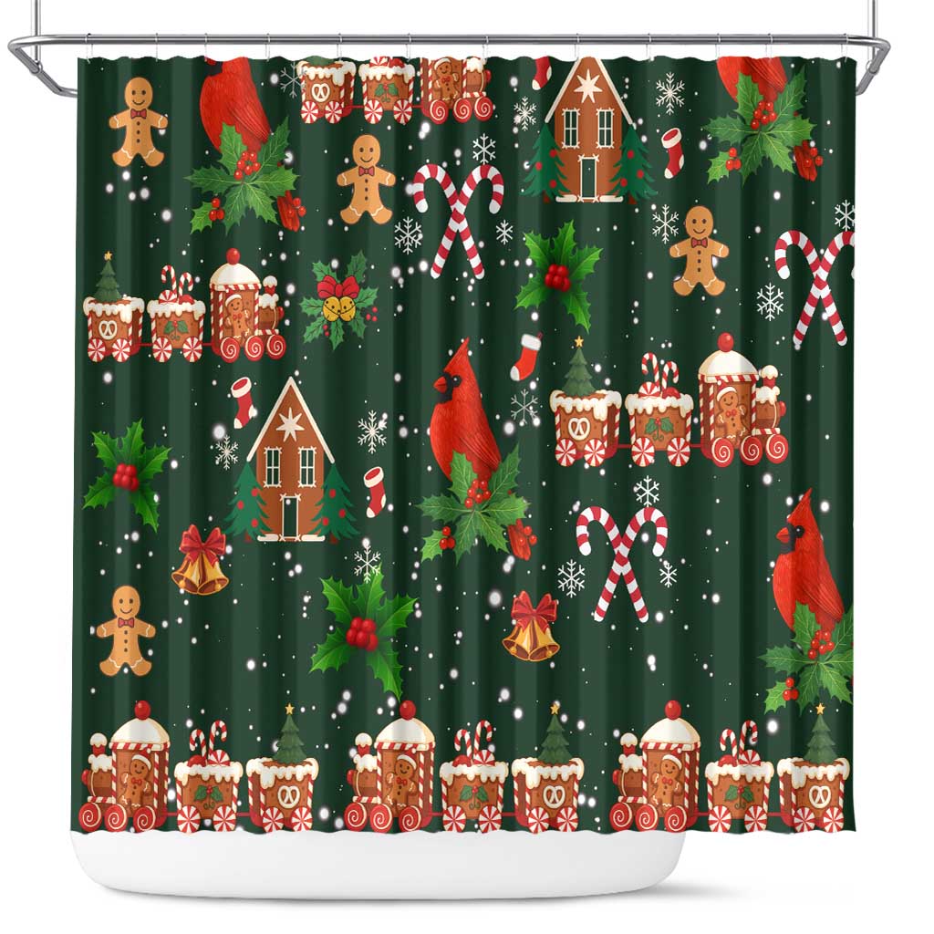 Love Cardinal Xmas Christmas Shower Curtain Xmas Holiday Patterns - Wonder Print Shop