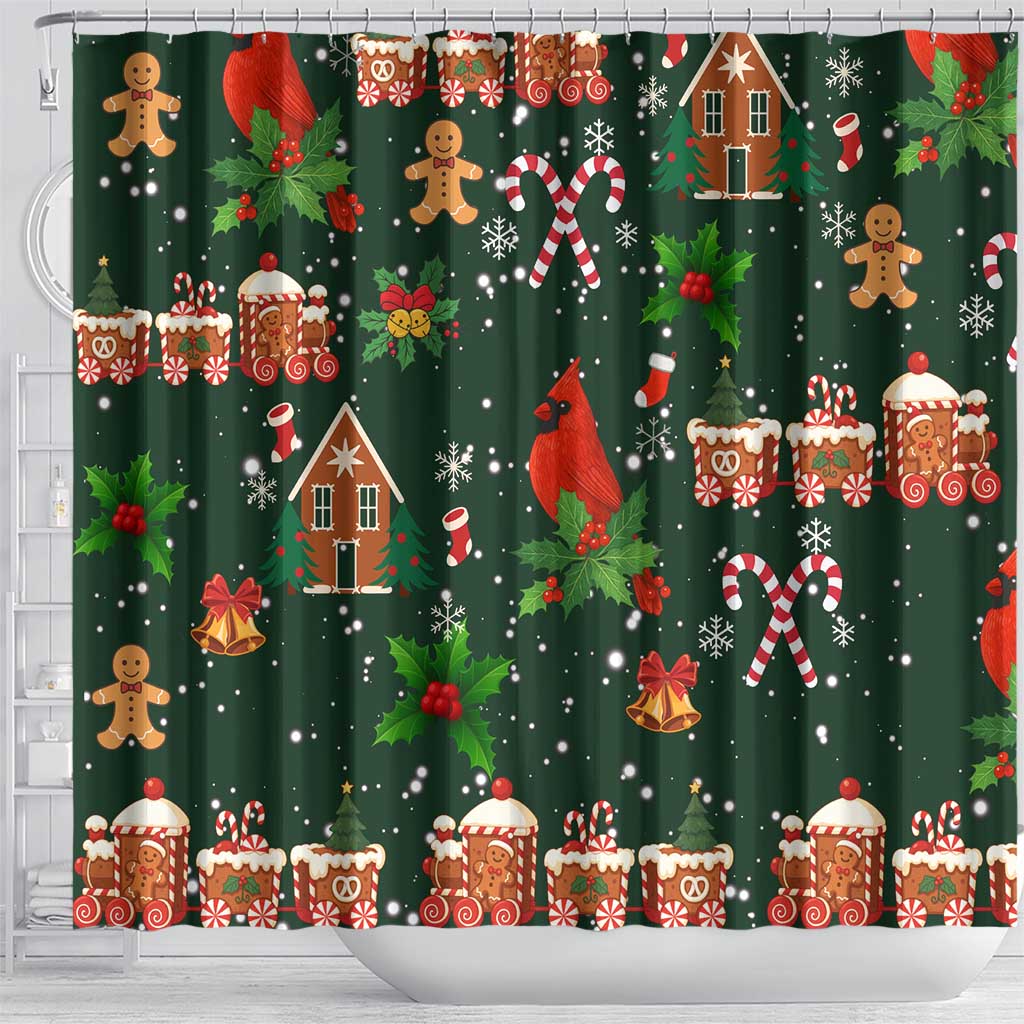 Love Cardinal Xmas Christmas Shower Curtain Xmas Holiday Patterns - Wonder Print Shop