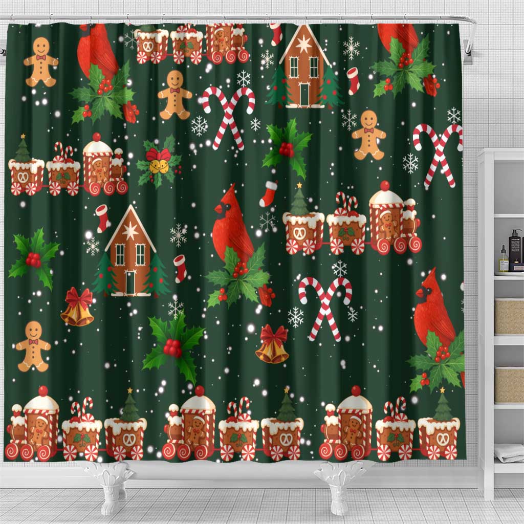 Love Cardinal Xmas Christmas Shower Curtain Xmas Holiday Patterns - Wonder Print Shop