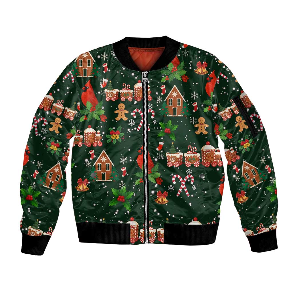 Love Cardinal Xmas Christmas Sleeve Zip Bomber Jacket Xmas Holiday Patterns - Wonder Print Shop